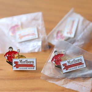 4 Marlboro Leisure Wear Ski Enamel Pins 80's Rare